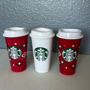 Starbucks Reusable Travel 16 oz Cups set of 3 with Lids